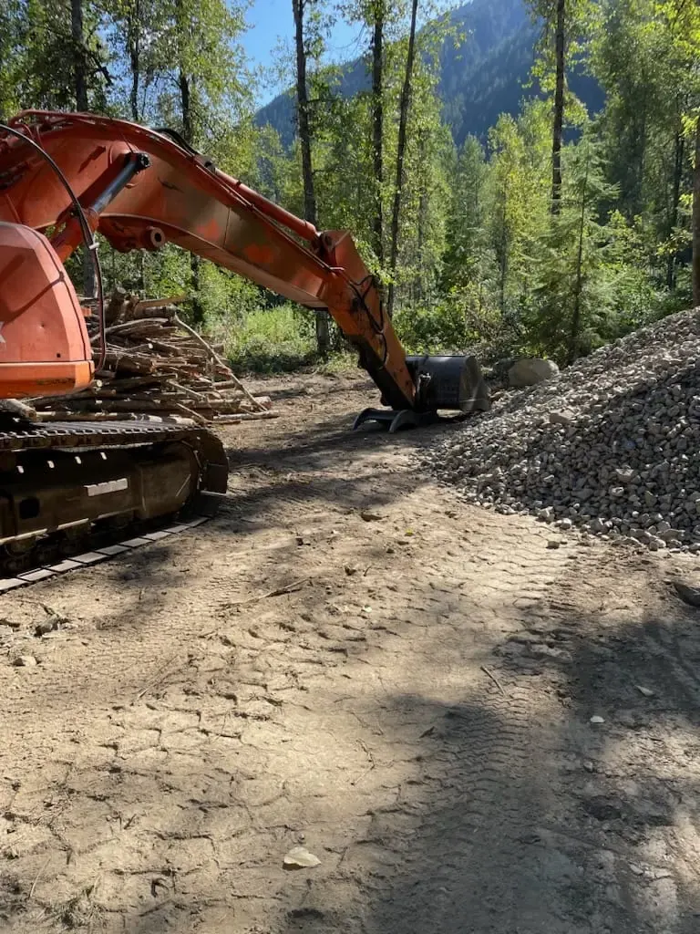 Excavator working on a Fraser Valley property