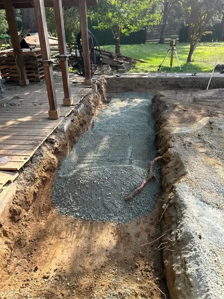A gravel septic field under construction on a Fraser Valley acreage
