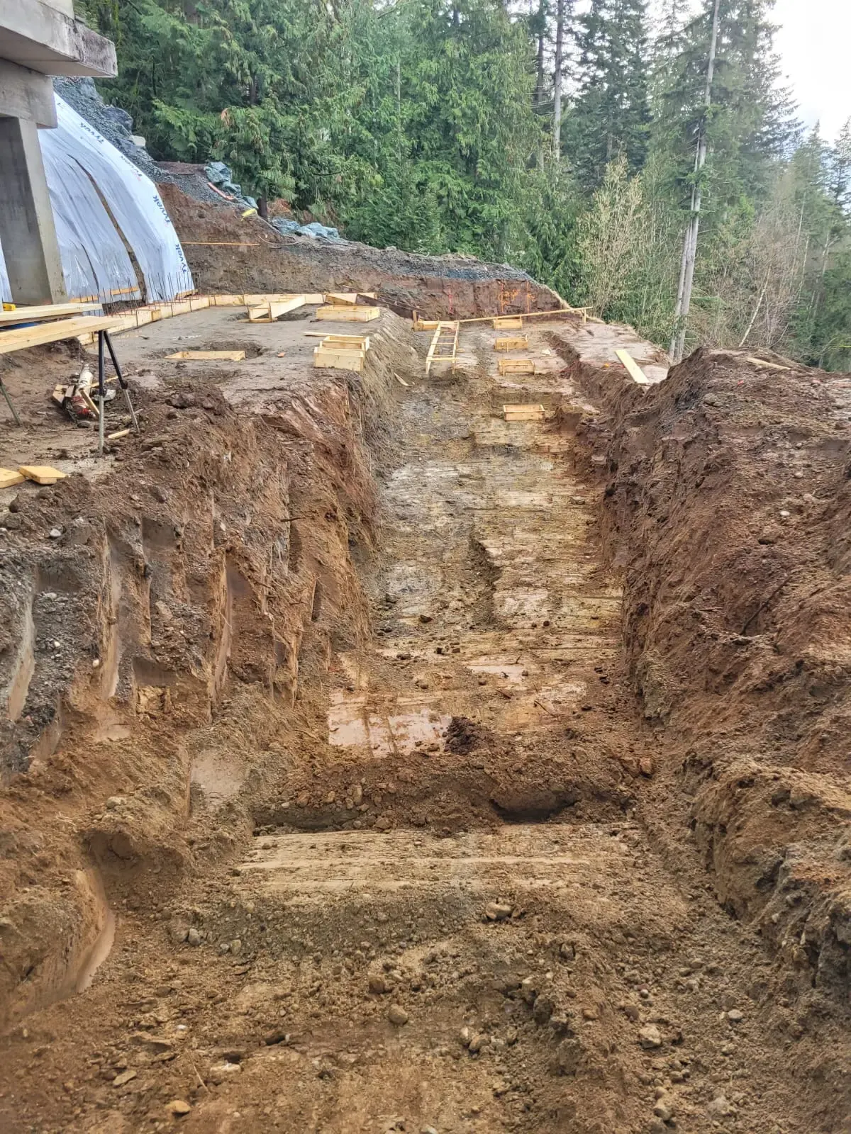 A deep excavation trench on a Fraser Valley site