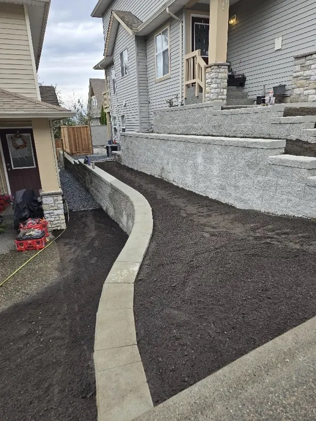 A new front walkway under construction