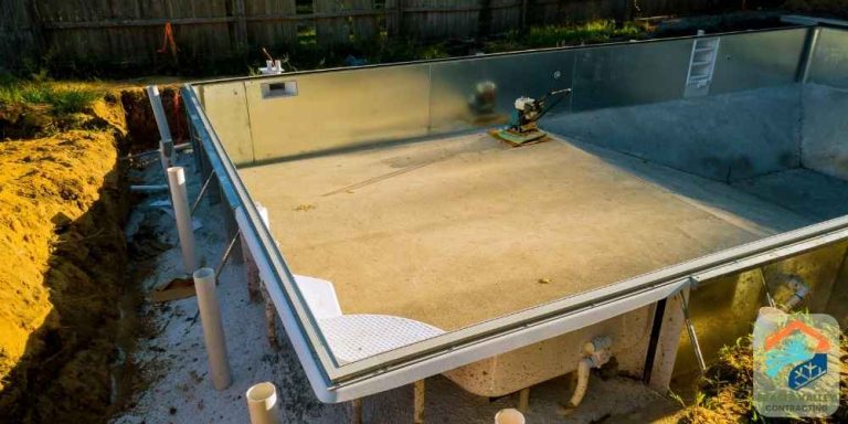 An in-ground pool being installed
